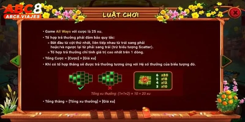 Sắc Xuân Chợ Tết ABC8 - Chơi Nổ Hũ Nhận Thưởng Siêu Khủng 3 Luật chơi cơ bản dễ hiểu